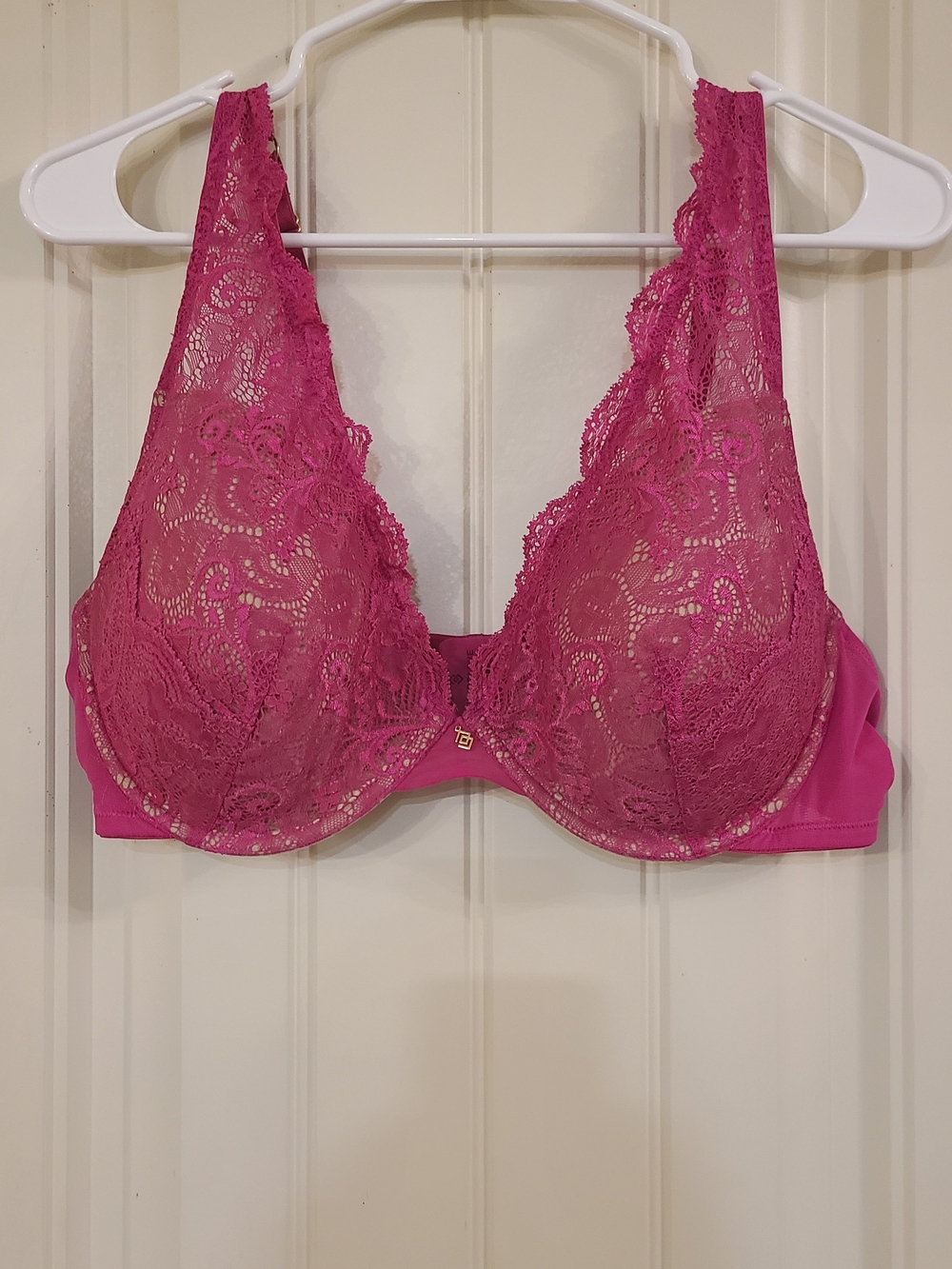 ThirdLove Lace Contour Plunge Underwire Bra in Fuchsia Pink Size 38E